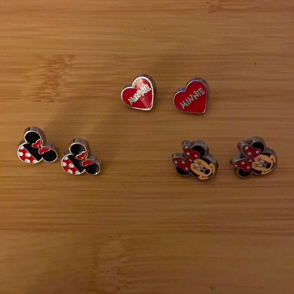 Disney parks Vintage 3 pairs Minnie Mouse pierced stud earrings stainless steel?